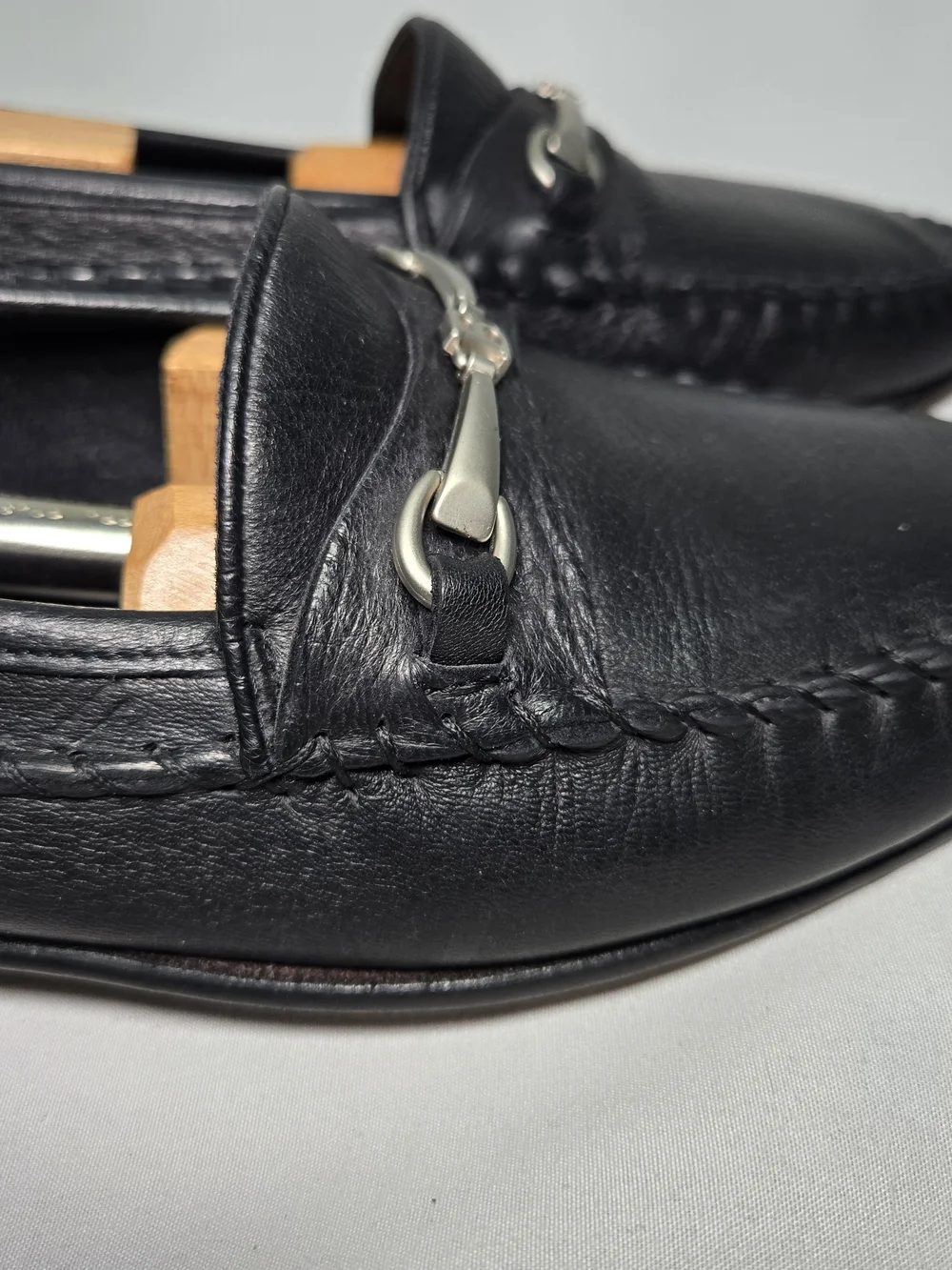 Vintage Bally of Switzerland Black Deerskin Horsebit Loafers Italy Mens 8